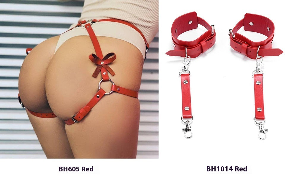 Female Handcuffs Suit with Waist Belt – Bondage Set in Multiple Colors