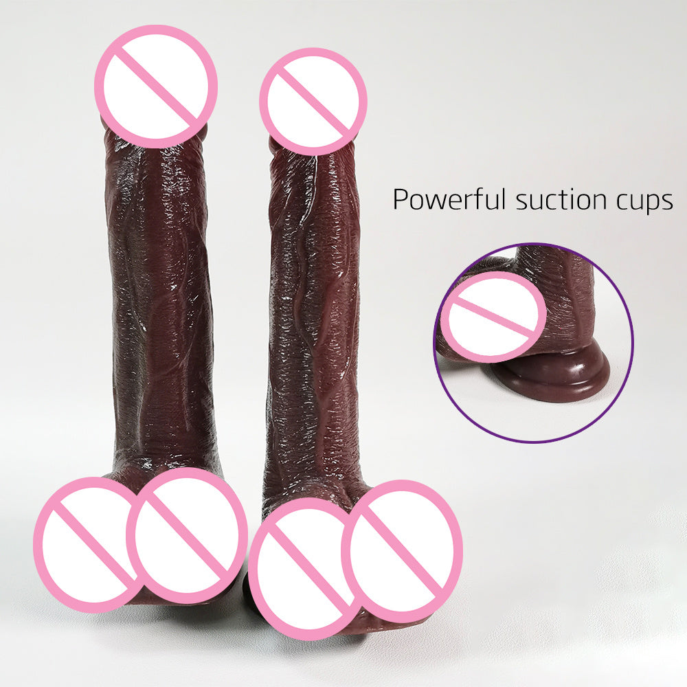 Women's Electric Retractable Silicone Toy - Black and Purple, Heating, Telescopic, and Vibrating