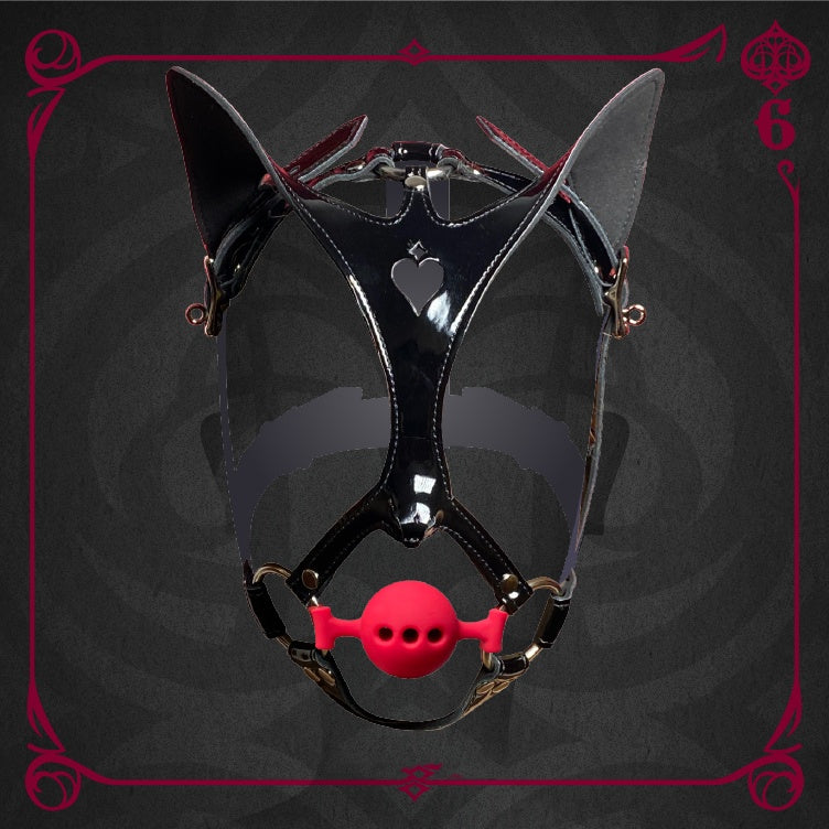 Cat Mask with Horse Harness & Silicone Ball Gag | BDSM Restraint Kit