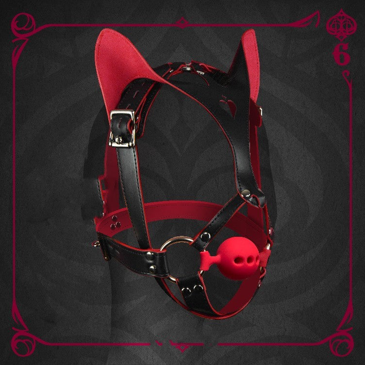 Cat Mask with Horse Harness & Silicone Ball Gag | BDSM Restraint Kit