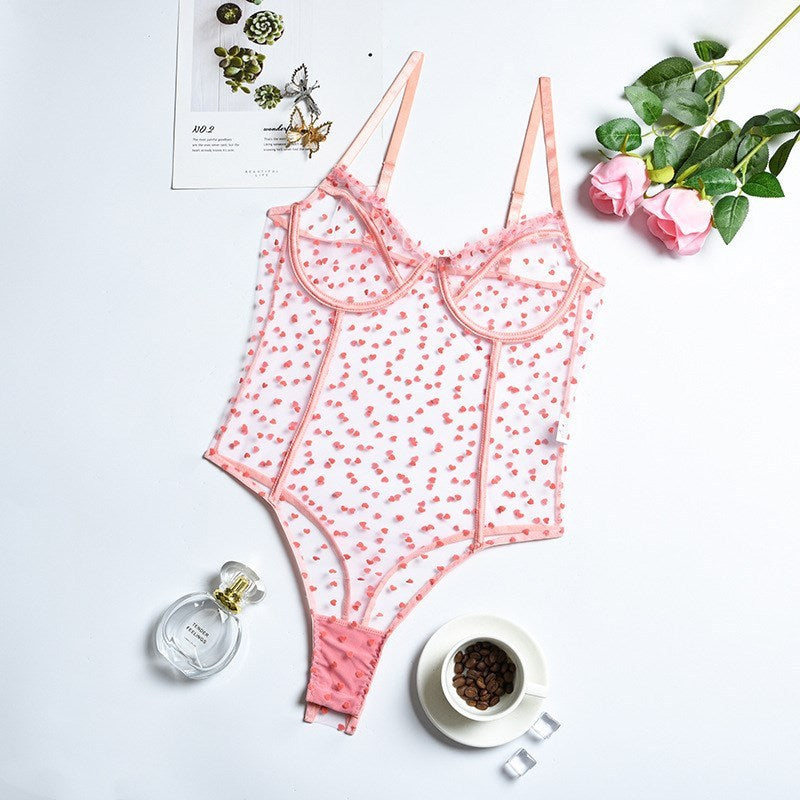 Gypsophila Net Gauze See-through Sexy One-piece Suit