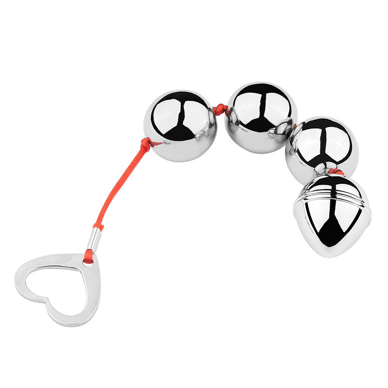 Metal Pull Bead Anal Plug for Couples – Stainless Steel & Aluminum Alloy Expansion Toy