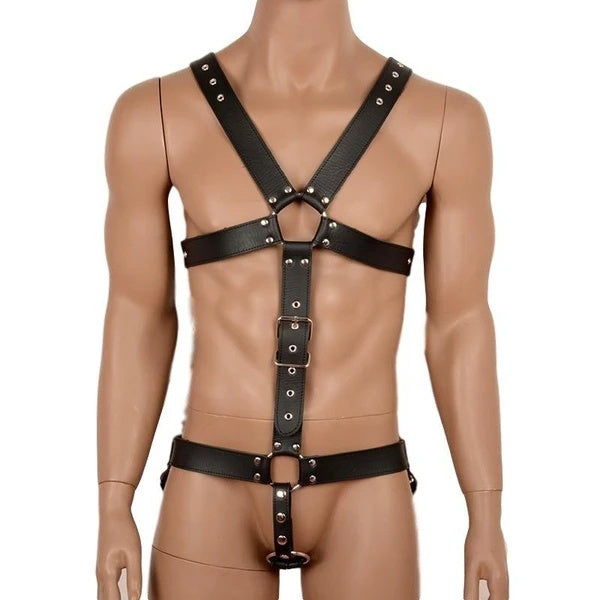 Seductive Black Bondage Erotic Clothing with Double-Sided Rivets