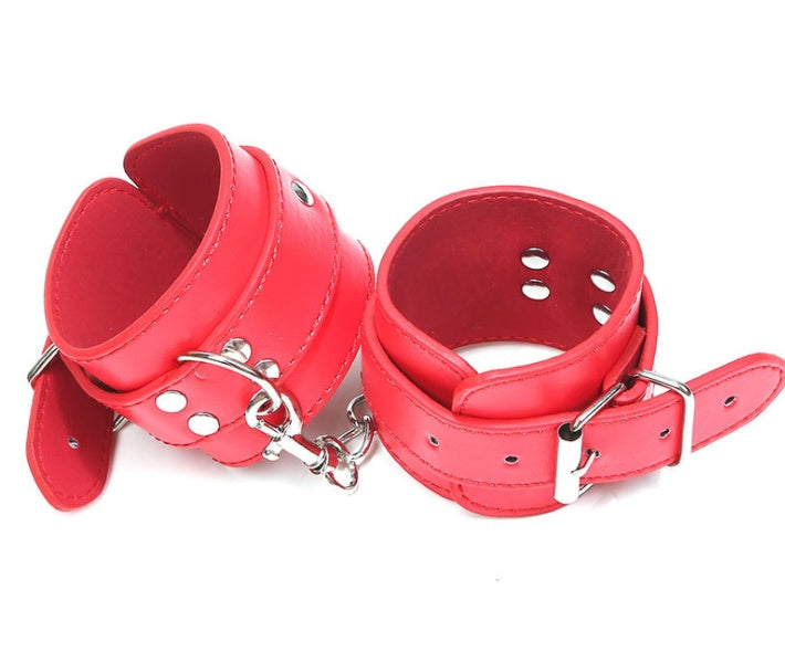 BDSM PU Leather Handcuffs – Adjustable and Durable Restraints