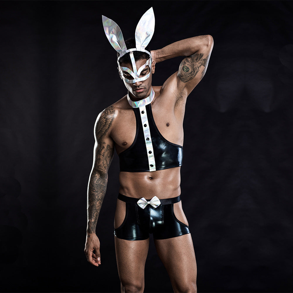 Men's Sexy Bunny Costume - European and American Style Rabbit Man Uniform for Parties