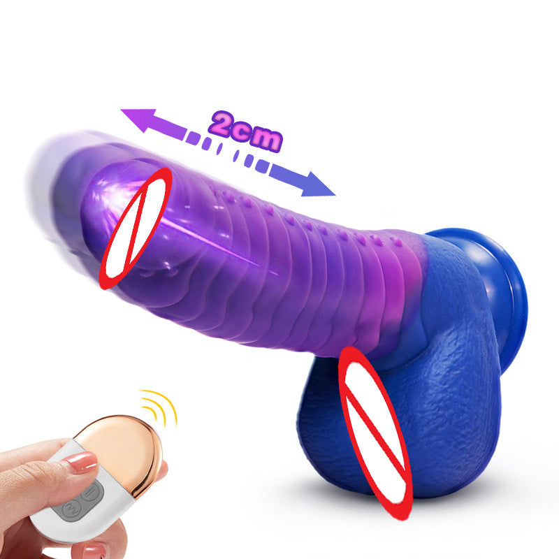 Telescopic Vibrating Dildo with Heating Function and Remote Control - Liquid Silicone Masturbation Device in Multiple Colors