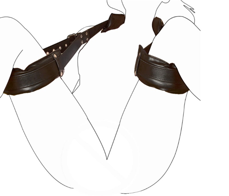 SM Fun M-Shaped Leg Restraint Belt – Leather Bondage Strap for Secure Binding & Split Legs
