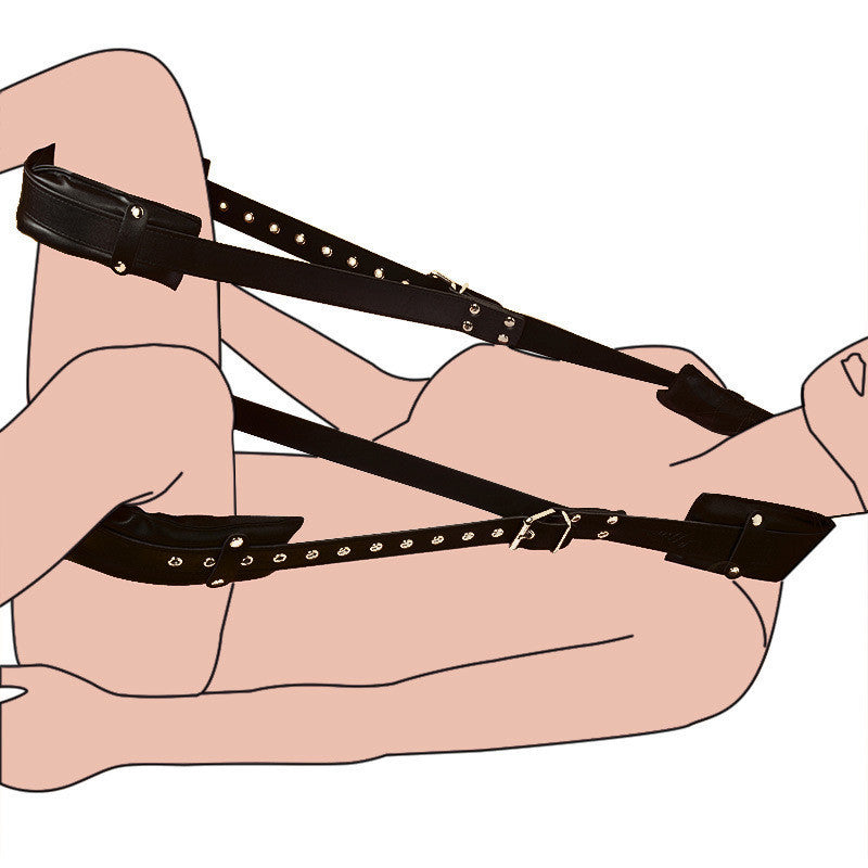 SM Fun M-Shaped Leg Restraint Belt – Leather Bondage Strap for Secure Binding & Split Legs