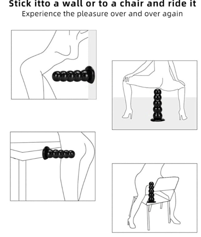 Oversized Tower Sucker Soft Pull Beads Butt Plug – Thick Black PVC Anal Toy