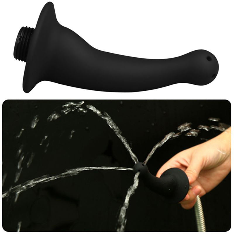 Dual-Use Silicone Cleanser for Vagina and Anus – Black Enema for Adults