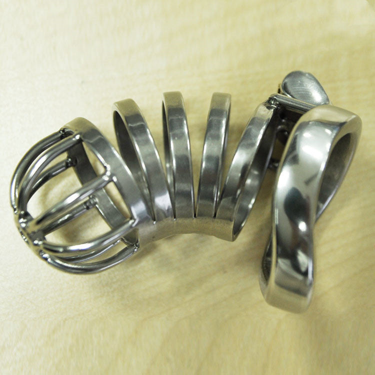 Stainless Steel Male Chastity Cage – Secure Lock with Adjustable Snap Rings