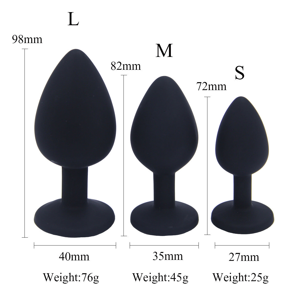 Silicone Anal Plug Set with Colorful Diamond Base - Variety of Sizes and Colors