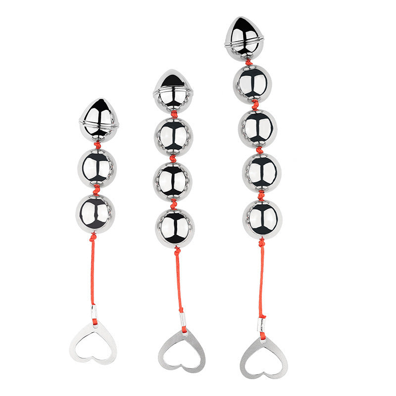 Metal Pull Bead Anal Plug for Couples – Stainless Steel & Aluminum Alloy Expansion Toy