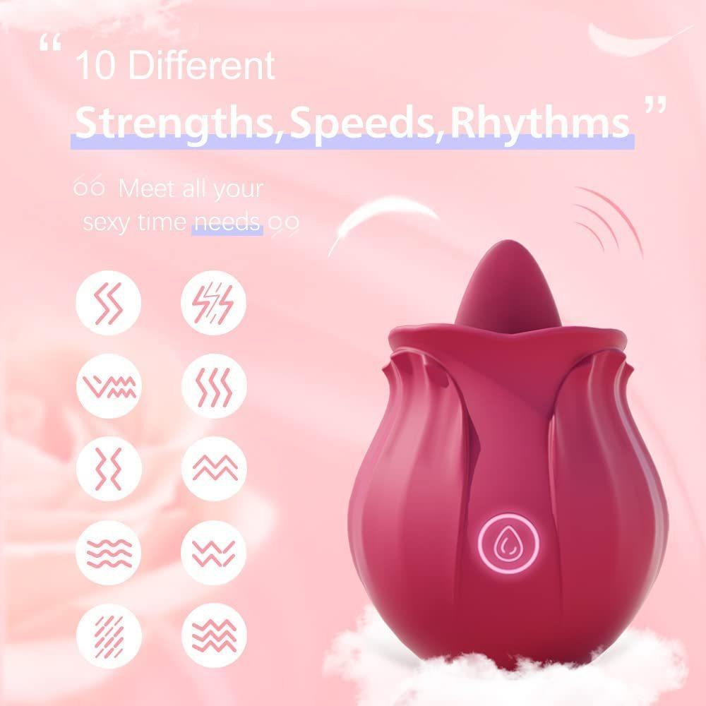 Rechargeable Rose Toy with Tongue Licking Function