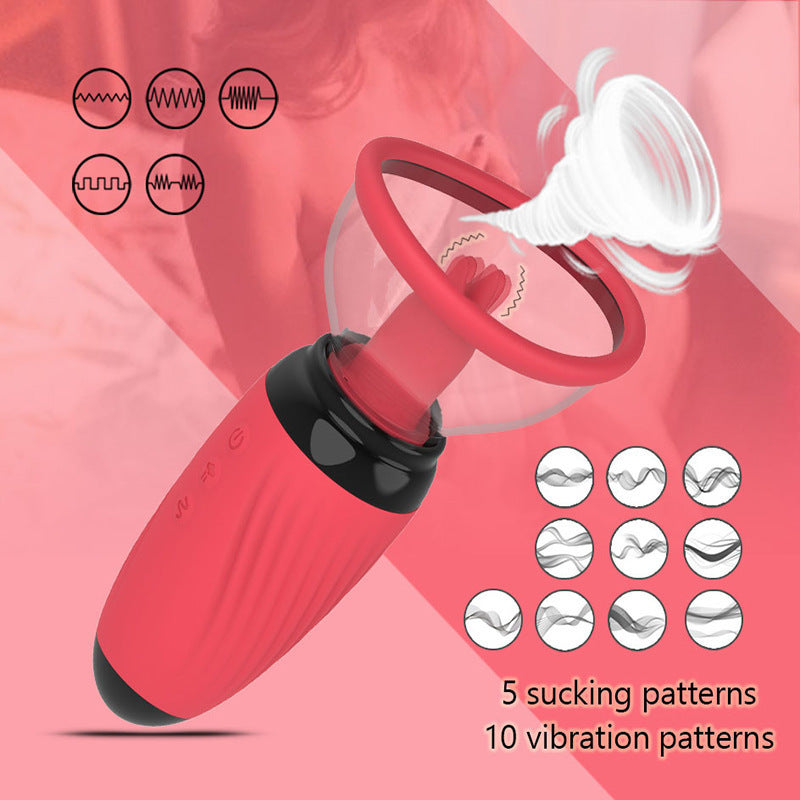 Multi-Frequency Sucking Vibration Breast Massager – Double Tongue Licking Jump Egg