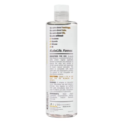 Lube Life Water-Based Personal Lubricant, Lube for Men, Women and Couples, Non-Staining, 8 Fl Oz