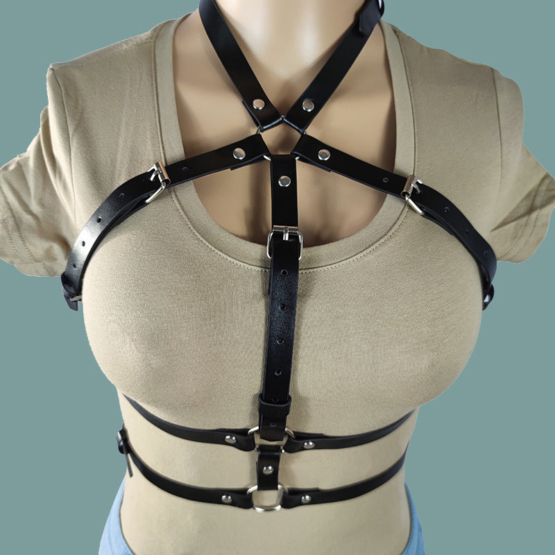 Bondage BDSM Harness Set for Women – Erotic PU Leather Lingerie with Adjustable Straps