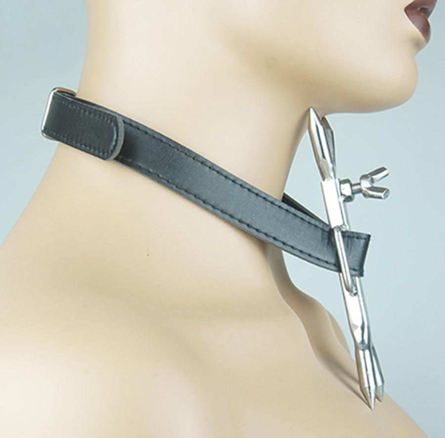 Leather Bondage Collar for Men & Women | Stainless Steel BDSM Restraint Toy