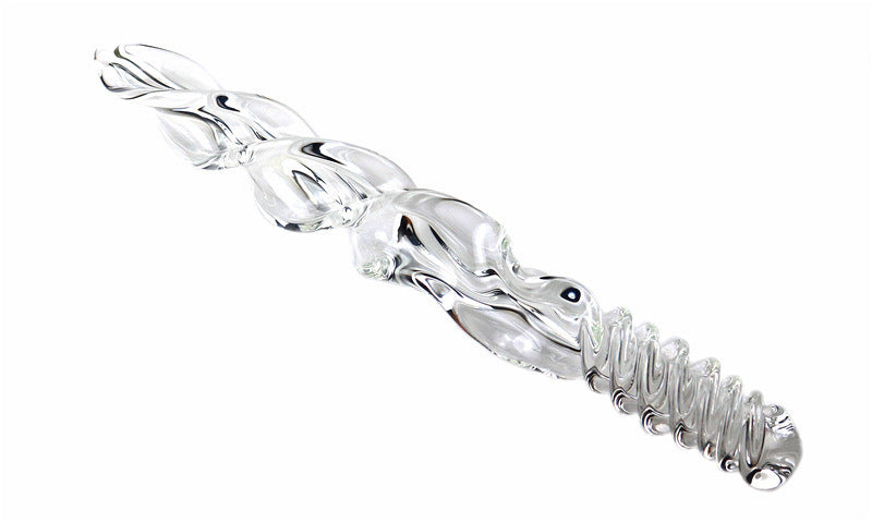 Rotating Glass Butt Plug for Women – Borosilicate Glass, Transparent with Pull Ring or Thread Handle