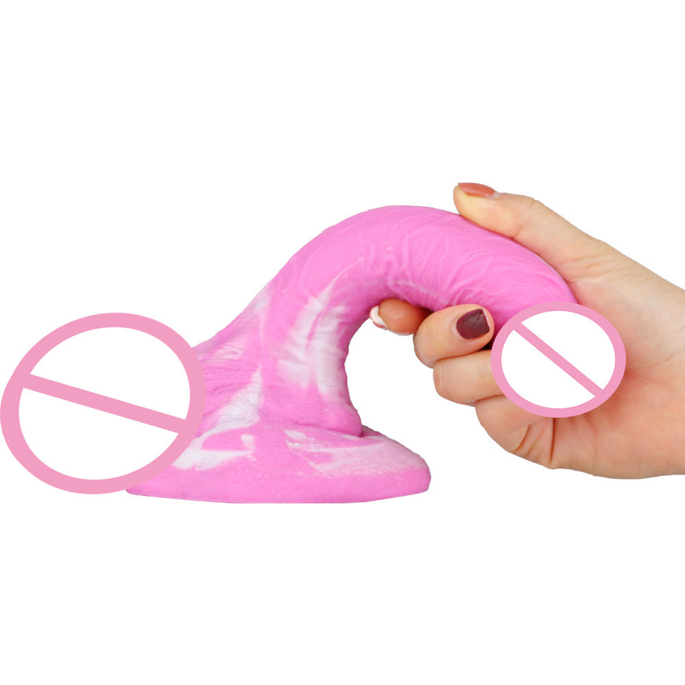 Mixed Color Liquid Silicone Replica Dildo with Butt Plug - Pink, Meat King G Powder