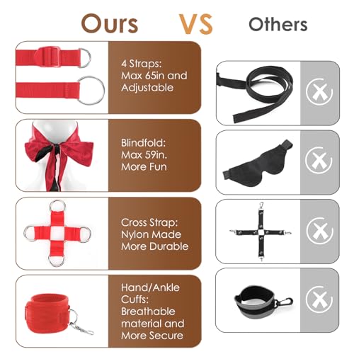 Sex Bondage Restraints BDSM Toys Set 13PCS, Bed Restraints BDSM Kit incl Sex Straps Cuffs Paddle Blindfold Nipple Clamps, Bondage Gear & Accessories Adult Couples Sex Toys for Men Women Sex Games