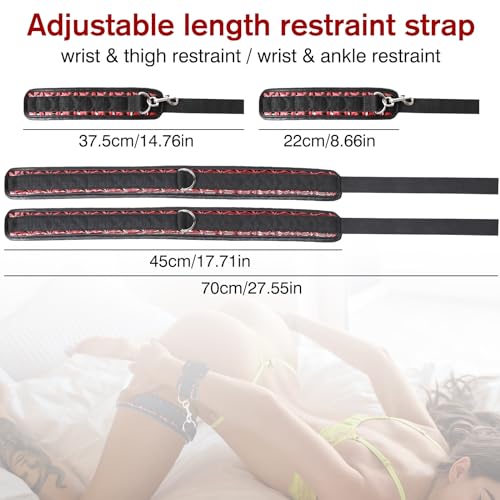 Sex Bondage Wrist & Thigh Cuffs BDSM Restraints Set, Sex Toys for Women with Adjustable Leg Straps Handcuffs for Couple Beginner SM Game Play
