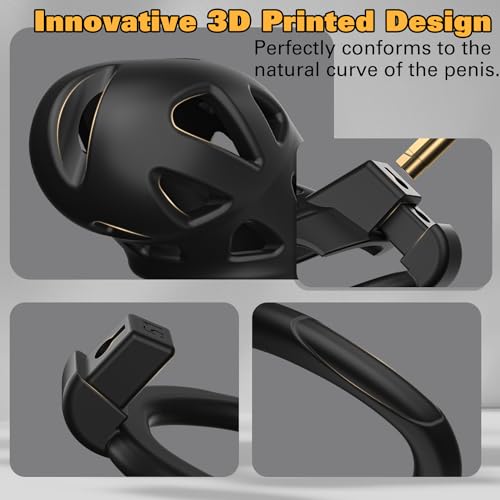 Male Chastity Cage, Large Chastity Device with 3 Sizes Rings and Invisible Lock for Man Penis Exercise Bondage Gear & Accessories Lightweight Adult Sex Toys