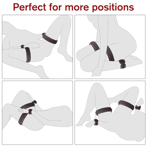 Sex Bondage Wrist & Thigh Cuffs BDSM Restraints Set, Sex Toys for Women with Adjustable Leg Straps Handcuffs for Couple Beginner SM Game Play