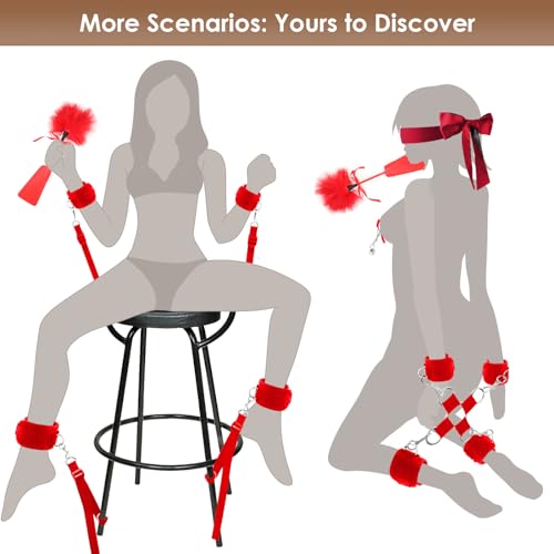 Sex Bondage Restraints BDSM Toys Set 13PCS, Bed Restraints BDSM Kit incl Sex Straps Cuffs Paddle Blindfold Nipple Clamps, Bondage Gear & Accessories Adult Couples Sex Toys for Men Women Sex Games
