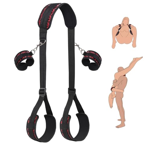 Sex Bondage BDSM Kit, Bed Restraints Set with Handcuffs Neck to Thigh/Ankle, Adjustable Leg Straps&Handcuffs for SM Adult Couples Game Play, Sex Toy for Women Beginner Leg Straps Tie Set Rope
