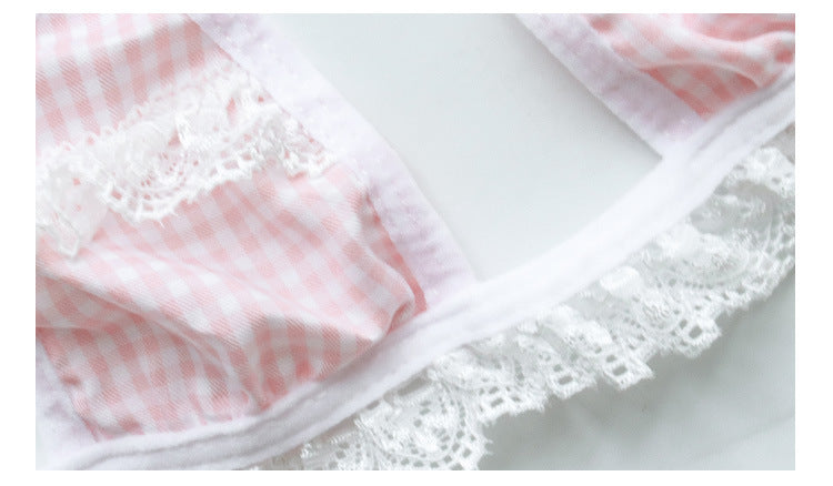 Lingerie Halter Strap Plaid Lace Bikini – White Sheer Perspective Set