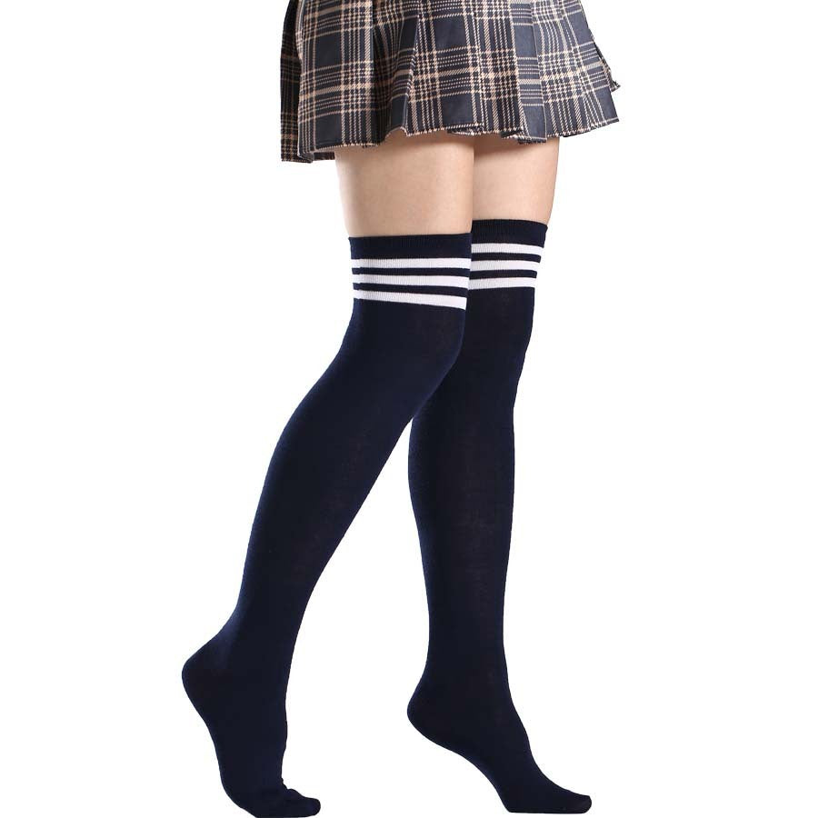 All-Match Women's Dance Pantyhose - Overknee Long Boot Socks with Stripes in Multiple Colors
