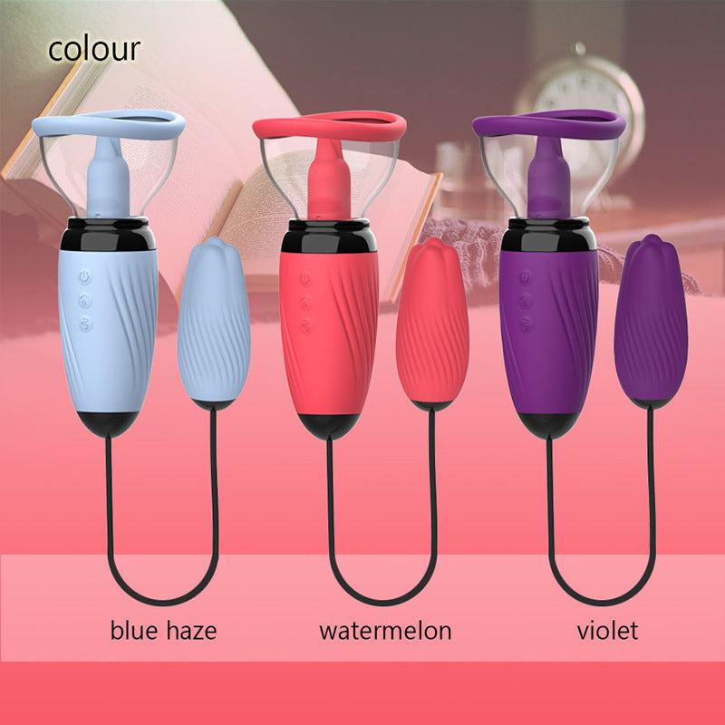 Multi-Frequency Sucking Vibration Breast Massager – Double Tongue Licking Jump Egg