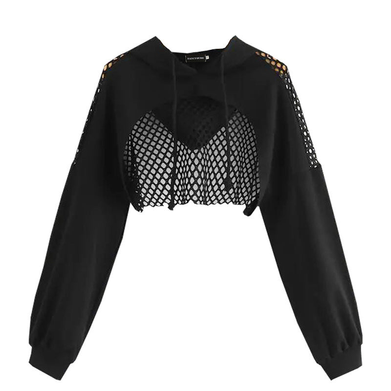 Women's Patchwork Cropped Loose Sports Hoodie | Casual Athletic Pullover