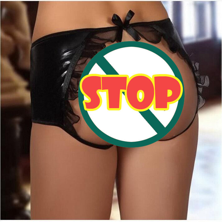 Leather Lingerie Sexy Panties - High-Quality Leather & Polyester Blend