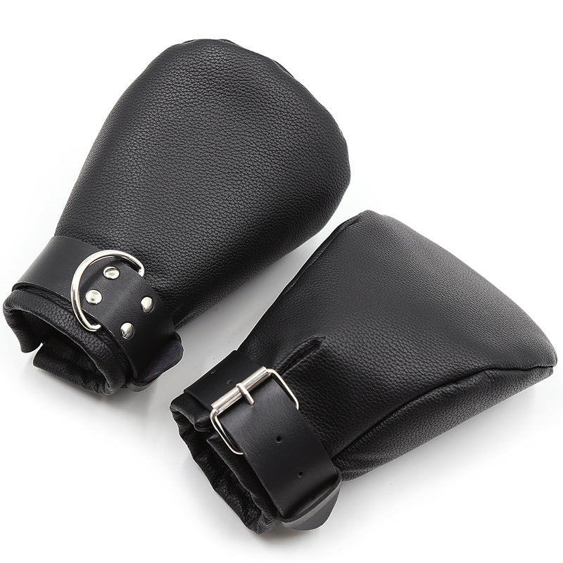 Noir Command Leather Gloves - Elegant Black Bondage Gear for Stage & Performance