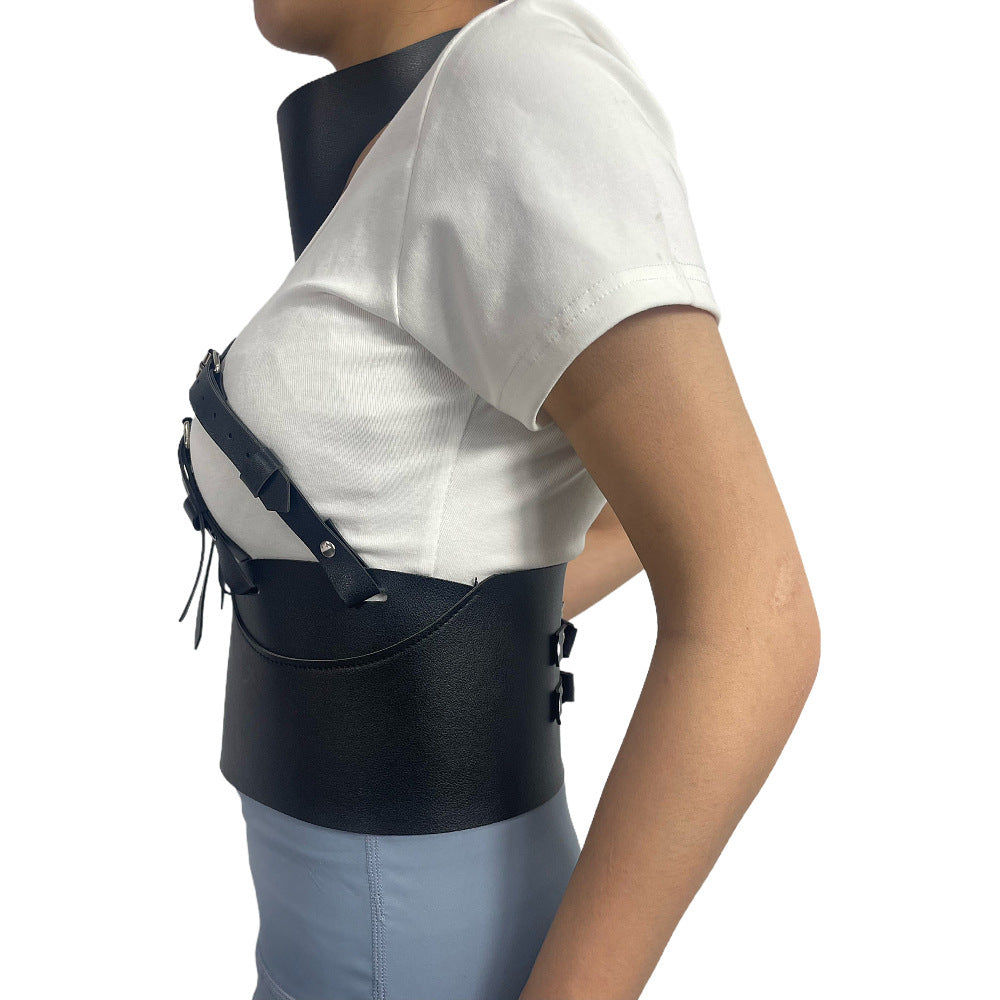 Adjustable PVC Leather Halter Chest Cover - Women's Erotic Shapewear