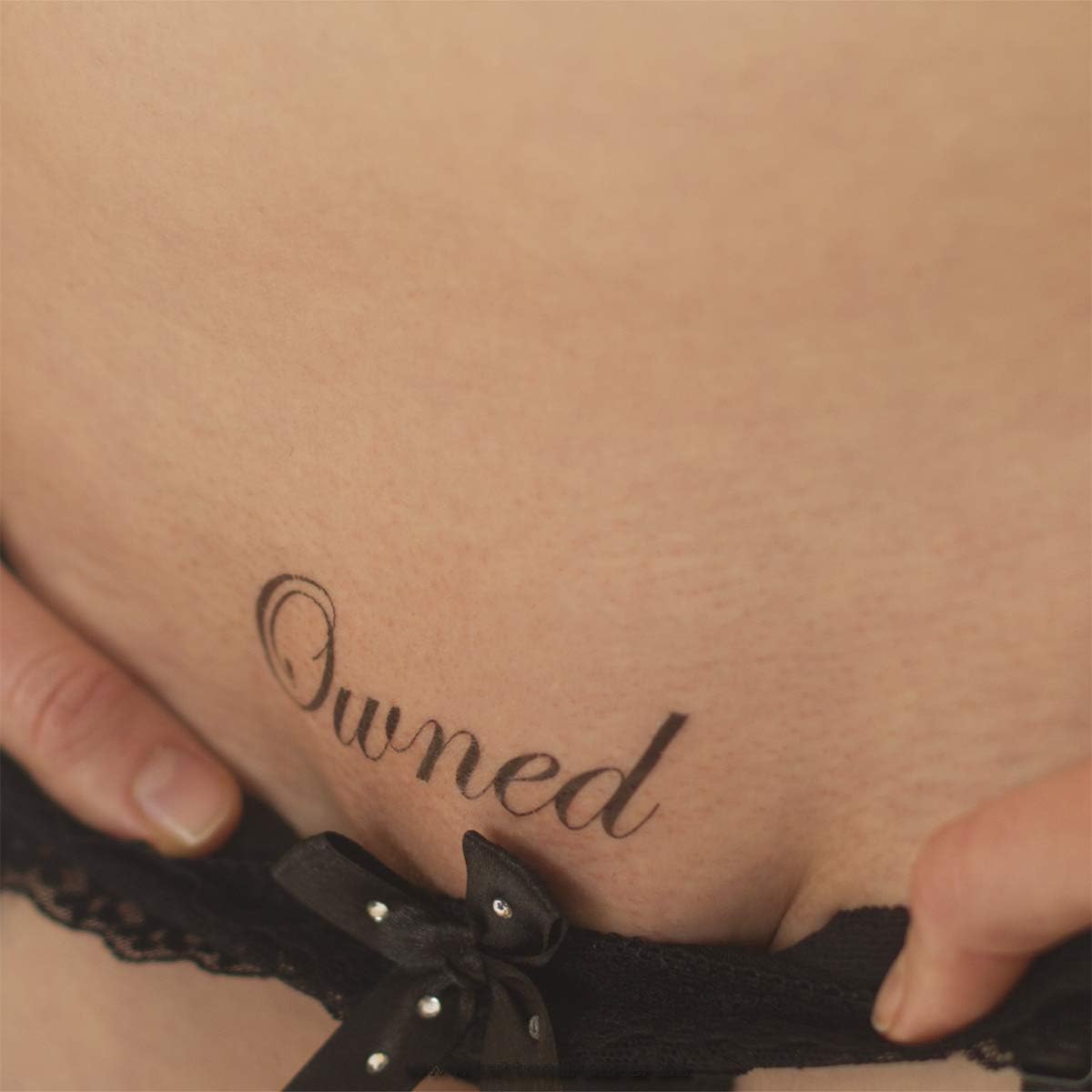 5 x Owned Tattoo Lettering in Black - Sexy Kinky Fetish BDSM Temporary Tattoo (5)