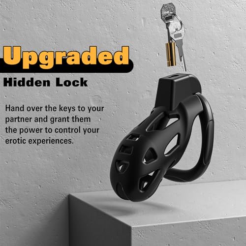 Male Chastity Cage, Large Chastity Device with 3 Sizes Rings and Invisible Lock for Man Penis Exercise Bondage Gear & Accessories Lightweight Adult Sex Toys