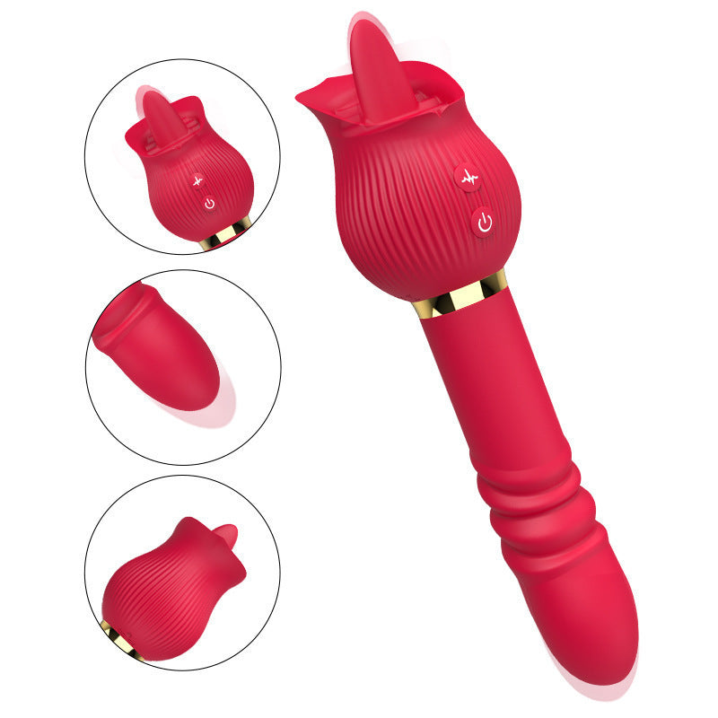 Rose Suction Telescopic Vibrator – Multi-Function Pleasure for Women