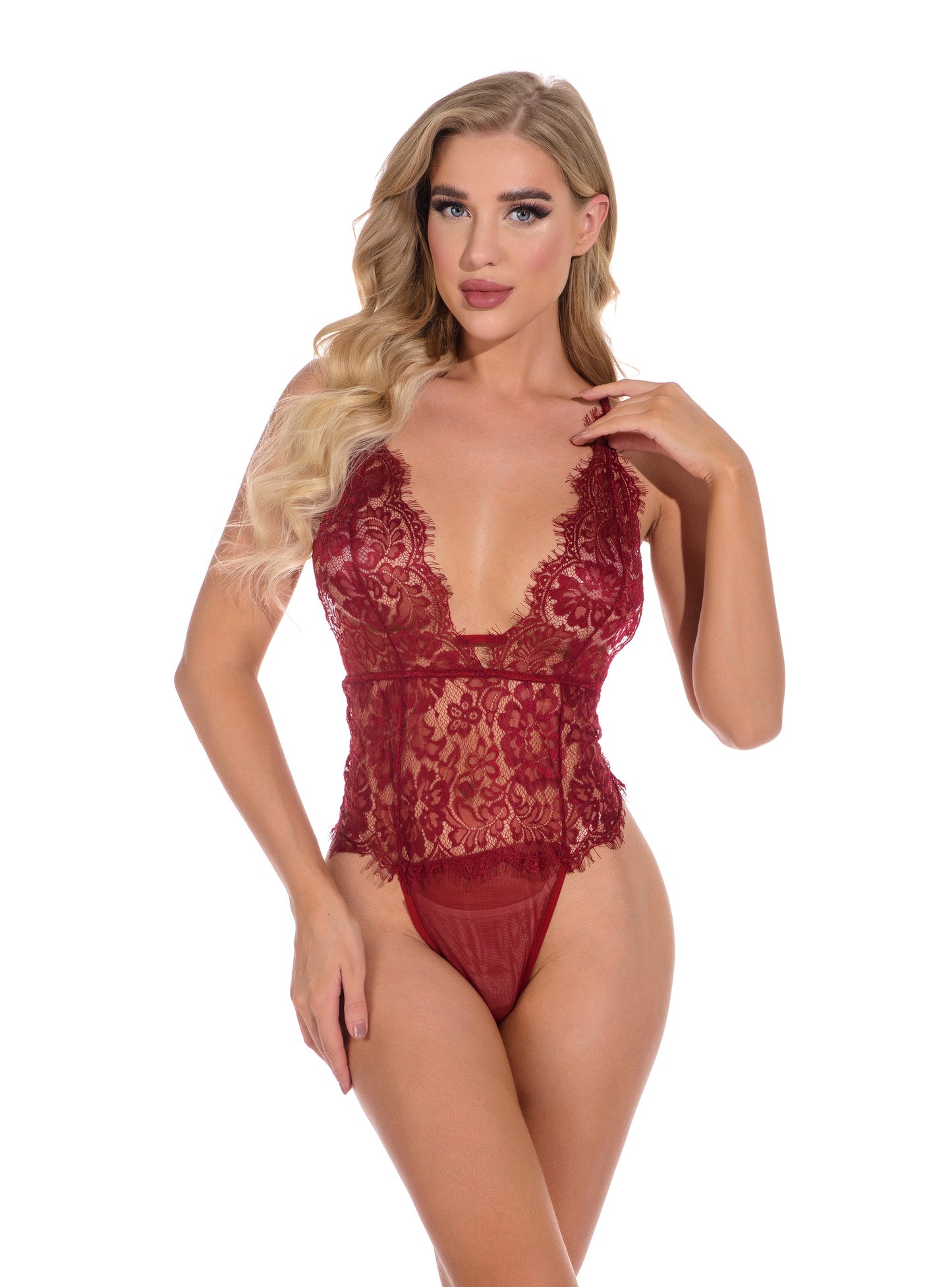 Lace Corset Bodysuit – Sexy Mesh Jumpsuit in Black, Red, & Green