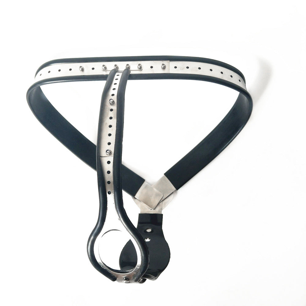 Heart-Shaped Stainless Steel Women's Chastity Belt – Adjustable T-Style, Secure Fit