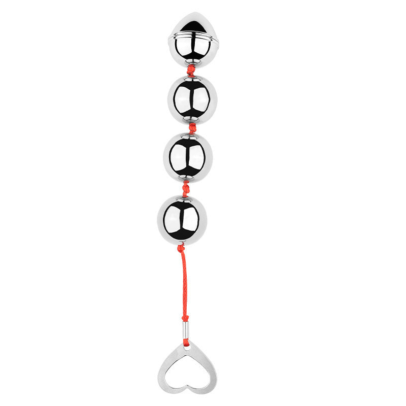 Metal Pull Bead Anal Plug for Couples – Stainless Steel & Aluminum Alloy Expansion Toy