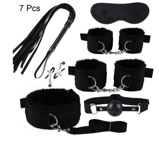 7-Piece & 8-Piece Plush Bondage Training Set - Nylon Discipline Toys in Various Colors