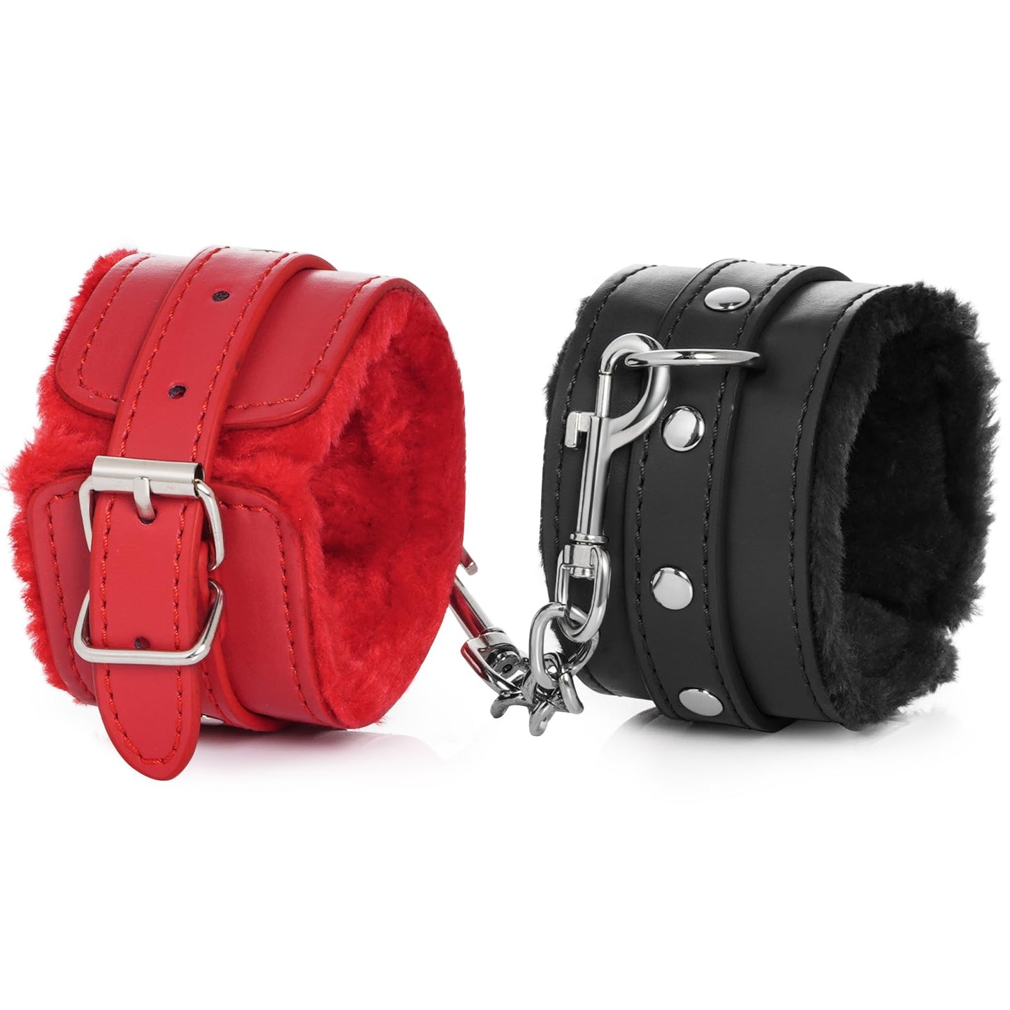 Adjustable Handcuffs Ankle Bracelets SM Adult Plush PU Leather Bondage Fetish Handcuffs Kit Cuff Restraint Set Sex Toy, Rbenxia Handcuff Restraints Adult Sex Toys Black