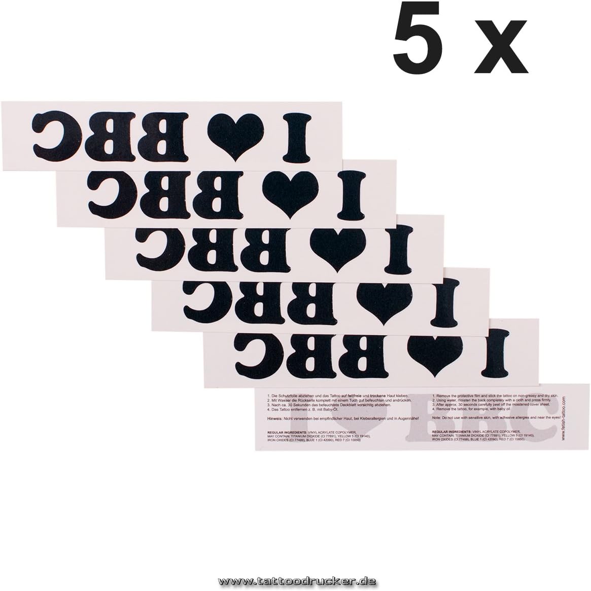 5 x I BBC - temporary tattoo in black - I love BBC - Kinky Fetish (5)