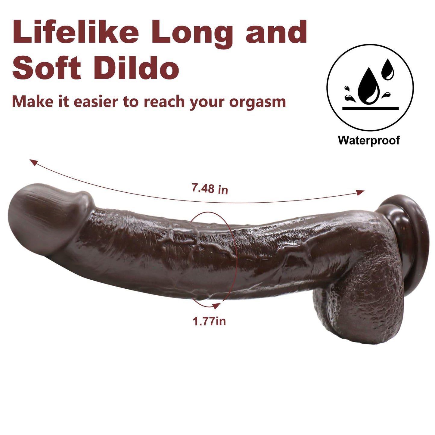 9.25 Inch Realistic Dildo Adult Sex Toys for Women, G Spot Anal Stimulator with Strong Suction Cup for Hands-Free Play, Body-Safe Material Curved Shaft and Balls Lifelike Flexible (Brown)