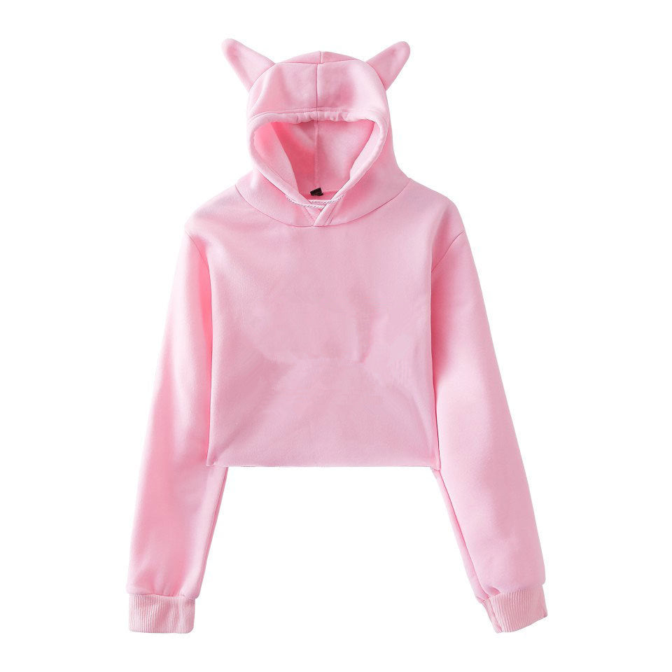 Women's Long Sleeve Crop Hoodie | Comfortable Pullover Sweatshirt for Streetwear
