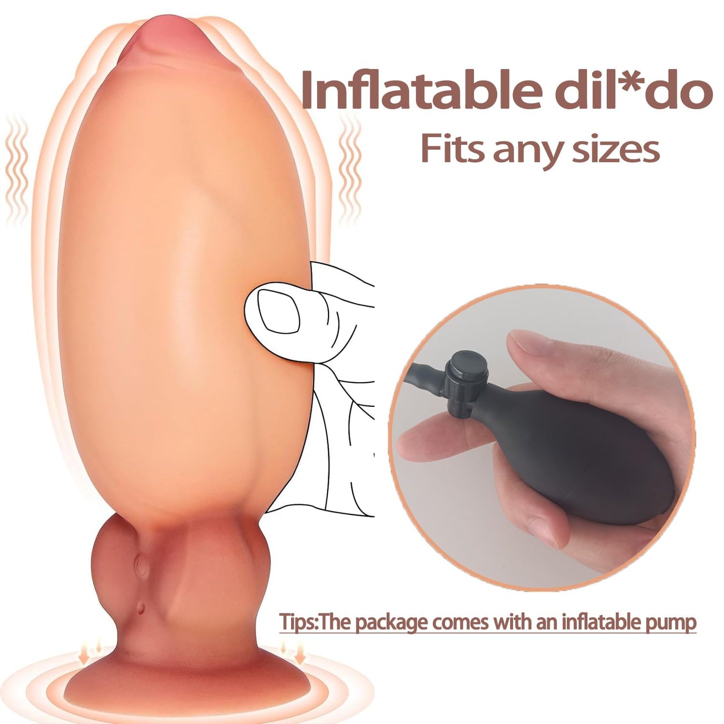 4.7'' to 8.3'' Anal Dildo Vibrator, Inflatable Dildo Realistic Vibrating Dildo with Adjustable Thickness, Anal Toys Anal Sex Toys, G spot Stimulator Prostate Massager, Remote Control Couples Sex Toy