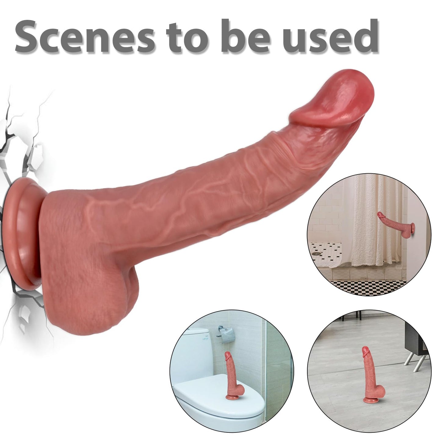 10 inches- Huge Flesh Lifelike Dildo, Realistic Skin Texture, Thick Liquid Silicone with Powerful Suction Cup - Adult Sex Toys for Couples, Men, Women